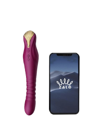 Фіолетовий Zalo – King – Вібромасажер з фрикціями та керуванням зі смартфона 30.2х4 см