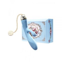Zalo Versailles Rosalie - Шикарний вібратор-кролик із золотим ланцюжком, 20х2.9 см (блакитний) - Зображення 7