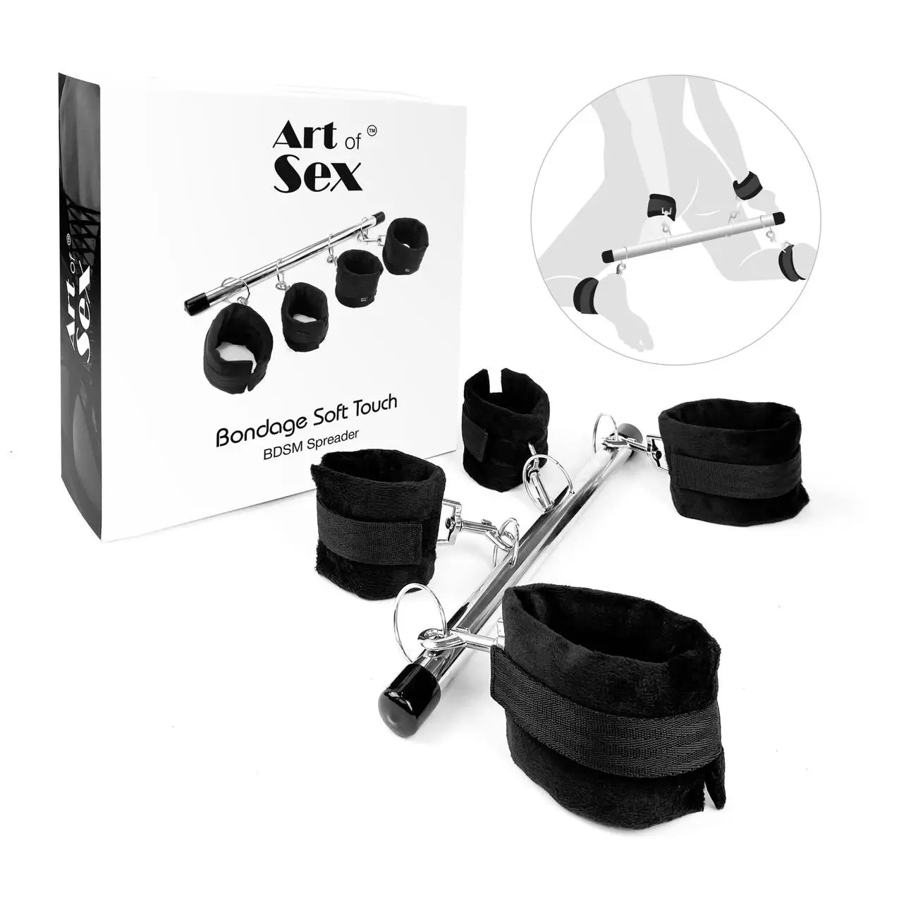 Art of Sex Bondage Soft Touch BDSM Spreader, чорний — фото 4