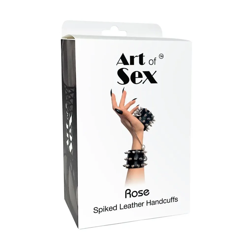 Art of Sex Rose Spiked Leather Handcuffs, чорний — фото 5