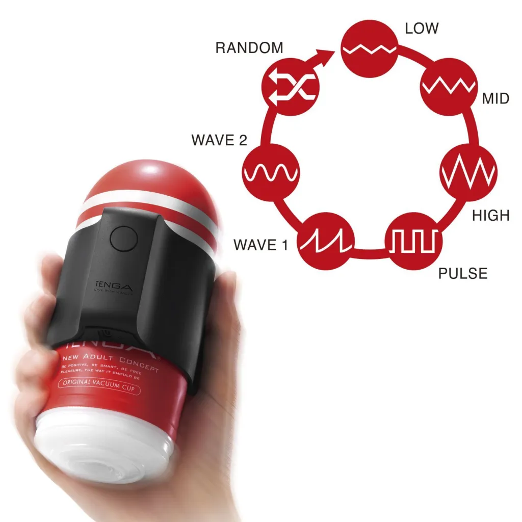 Tenga CUP Vibrator + мастурбатор, чорний — фото 2