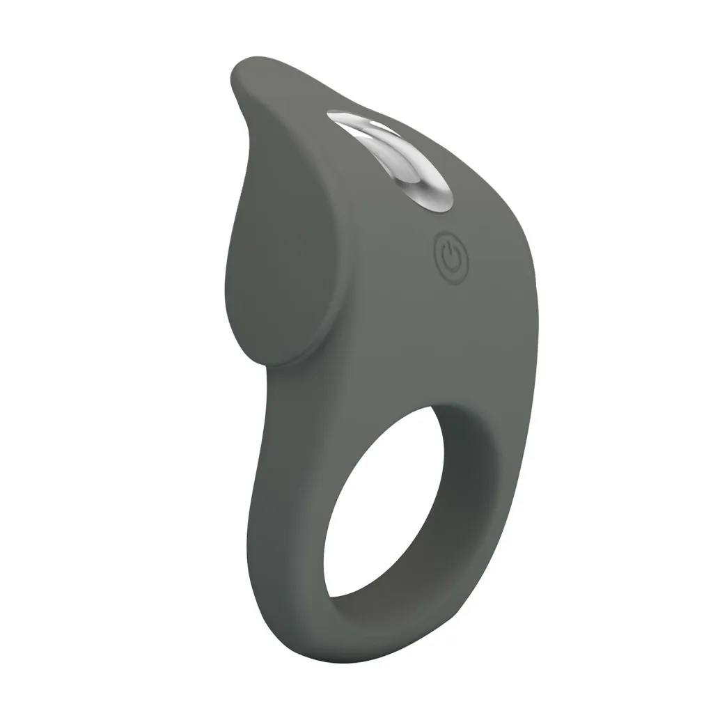 Сіре силіконове ерекційне віброкільце Pretty Love Master Ring