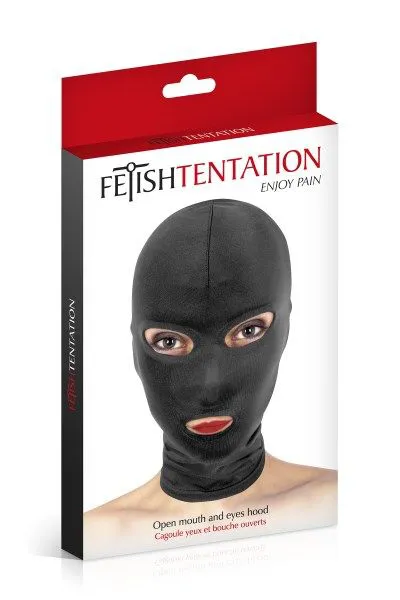 Fetish Tentation Open Mouth and Eyes Hood, чорний — фото 4