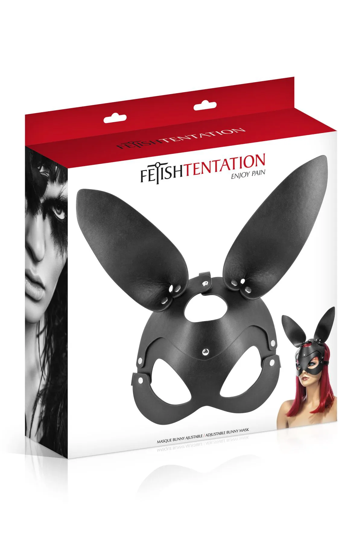 Fetish Tentation Adjustable Bunny Mask, чорний — фото 4