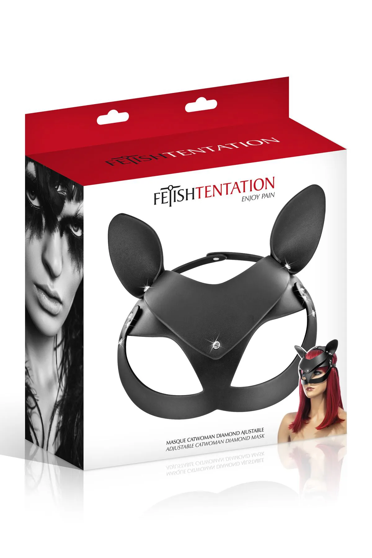 Fetish Tentation Adjustable Catwoman Diamond Mask, чорний — фото 4