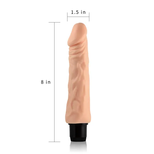 LoveToy Reel Feel Cyberskin Vibrator 8″, тілесний — фото 4