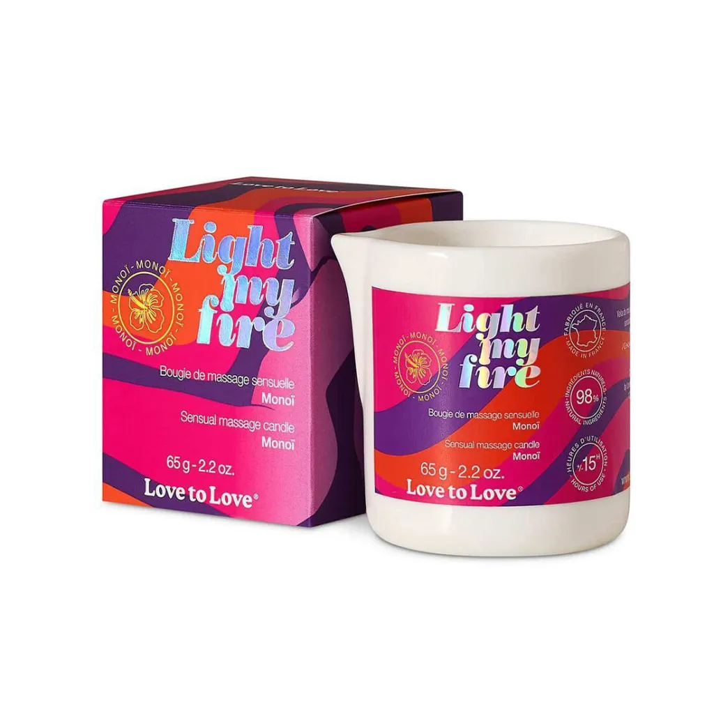 Масажна свічка Love To Love Light My Fire Monoi в керамічному свічнику