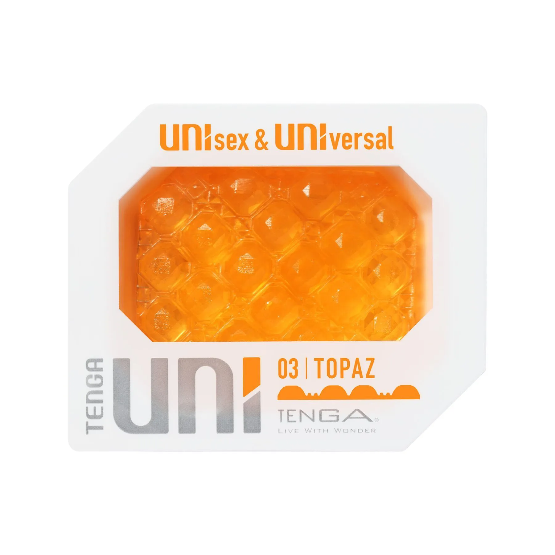 Помаранчевий стимулятор Tenga UNI Topaz у формі самоцвіта