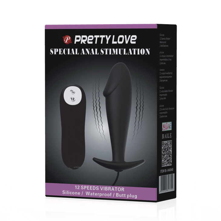 Pretty Love Vibrating Butt Plug — пробка-фалос, чорний — фото 9