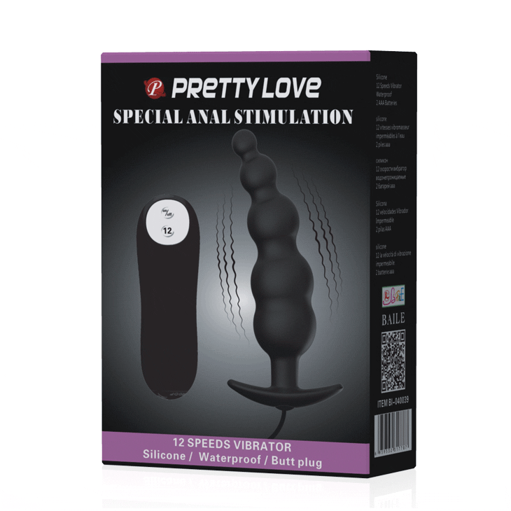 Pretty Love Vibrating Butt Plug — пробка-кульки, чорний — фото 9