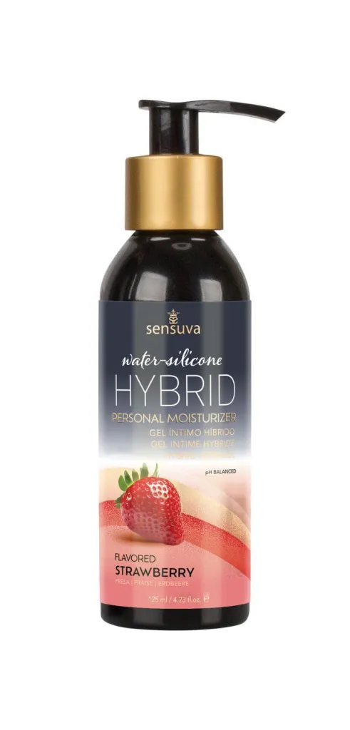 Флакон лубриканту Sensuva Hybrid Strawberry з дозатором