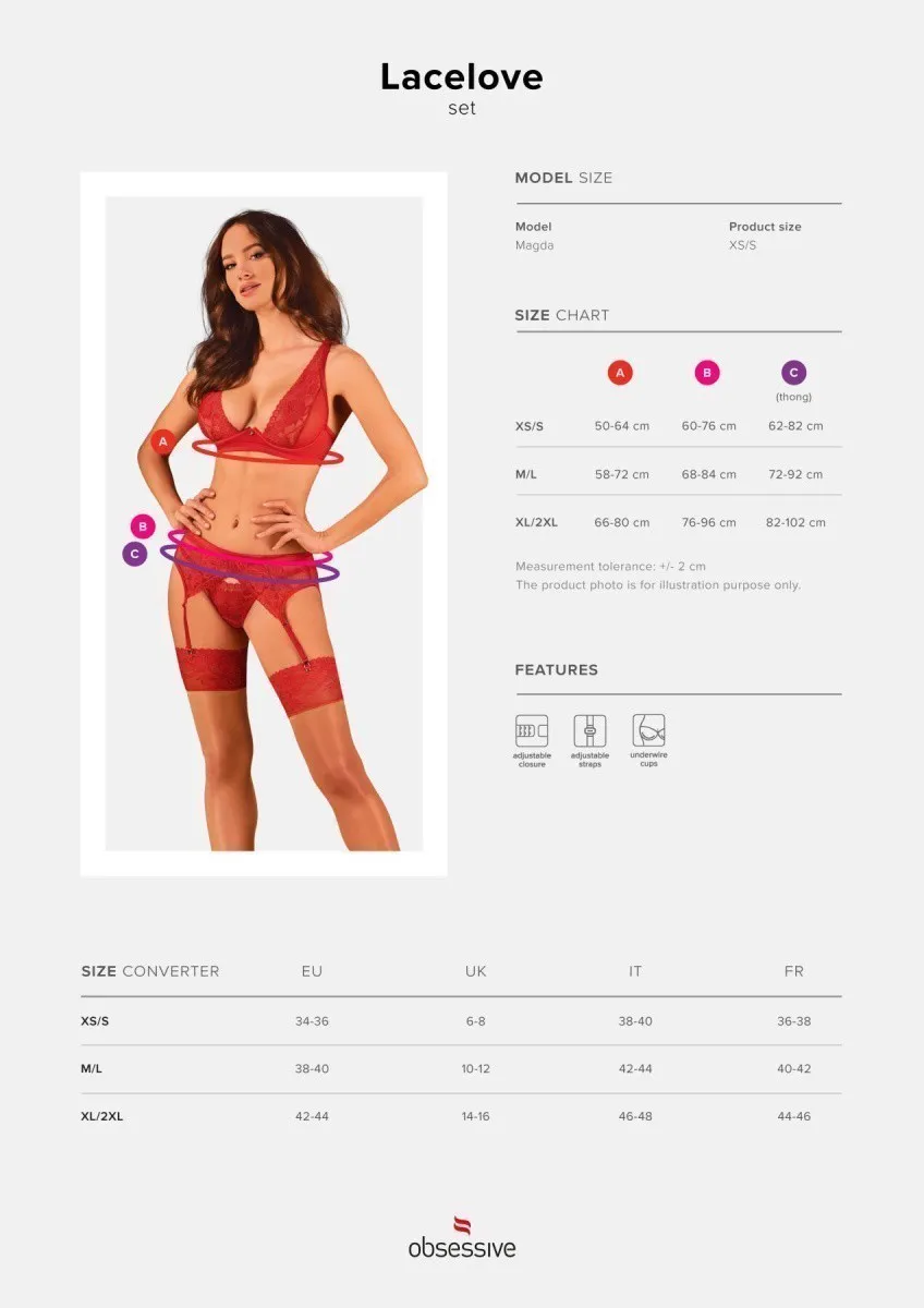 Obsessive Lacelove Cupless, червоний — фото 7