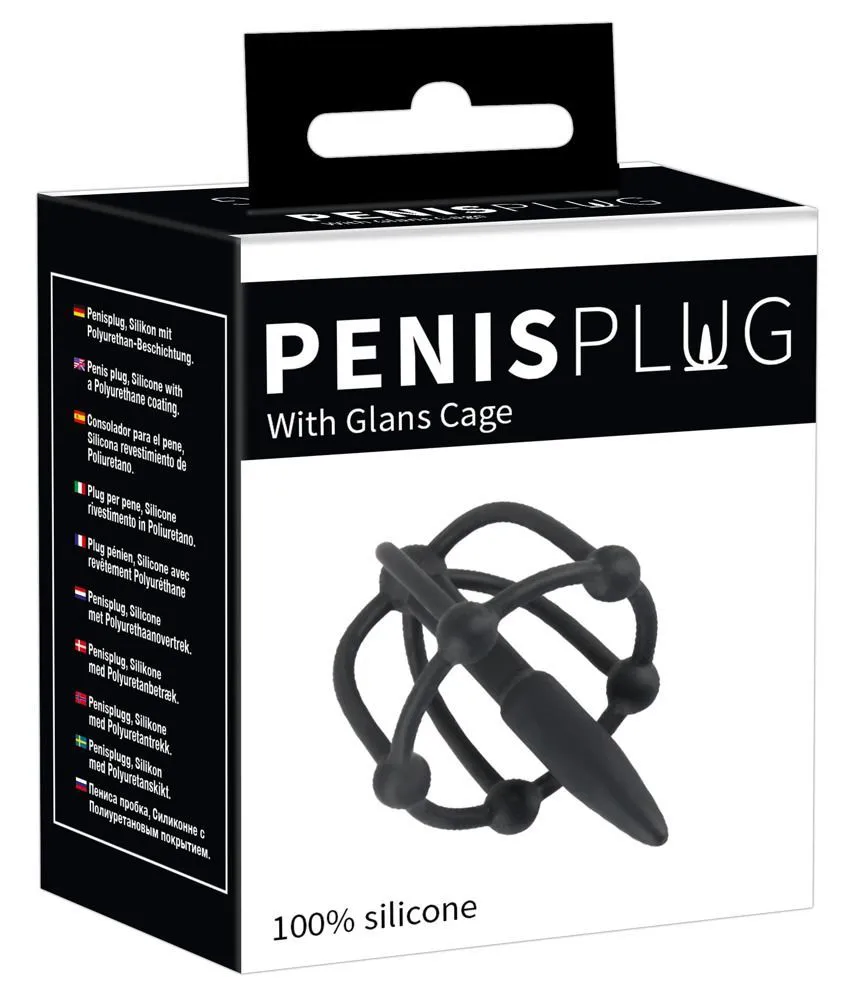 Orion Penis Plug with Glans Cage, чорний — фото 8