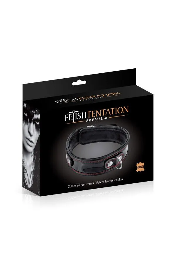 Fetish Tentation Premium Patent Leather Choker, чорний — фото 3