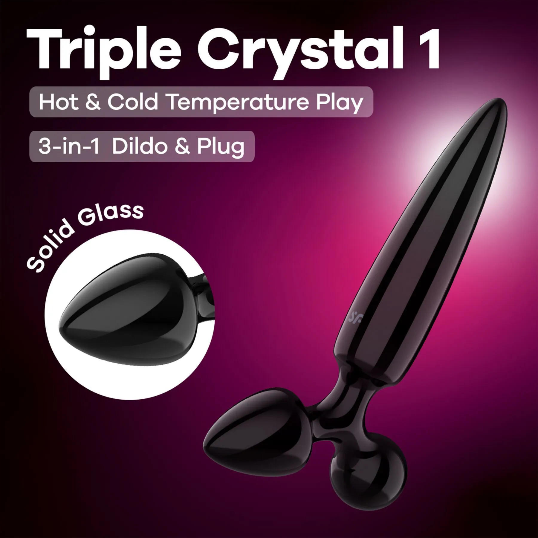 Satisfyer Triple Crystal 1 — скляний стимулятор, чорний — фото 2