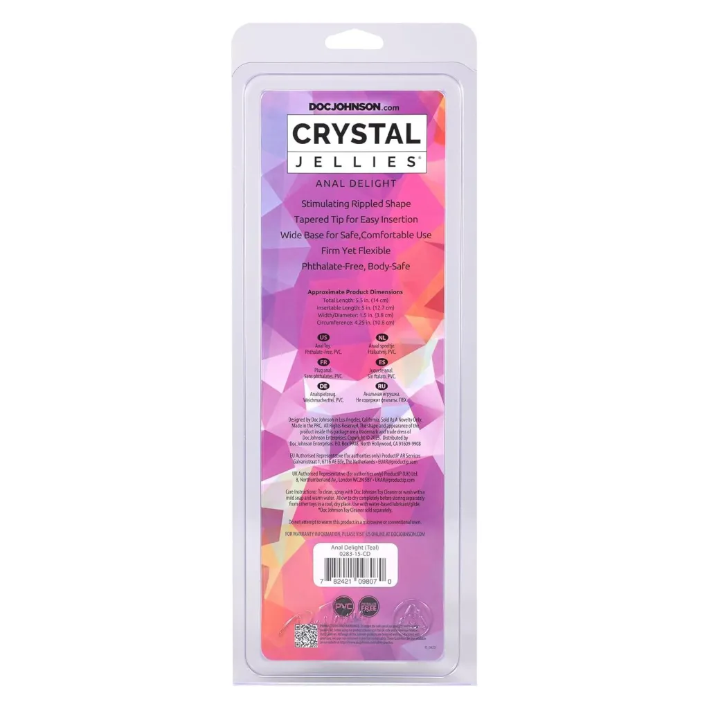 Doc Johnson Crystal Jellies Anal Delight, бірюзовий — фото 3