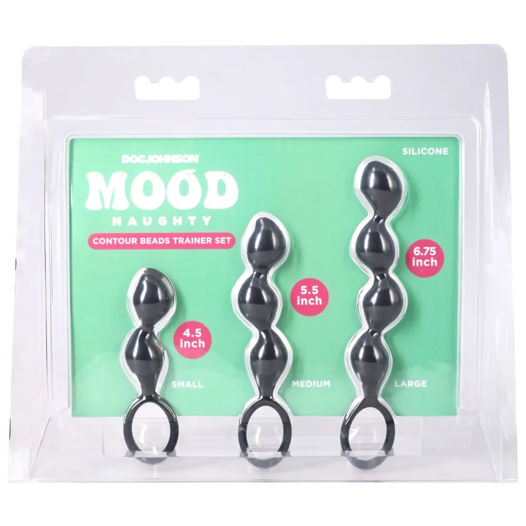 Doc Johnson Mood Naughty Contour Beads Trainer Set, чорний — фото 5