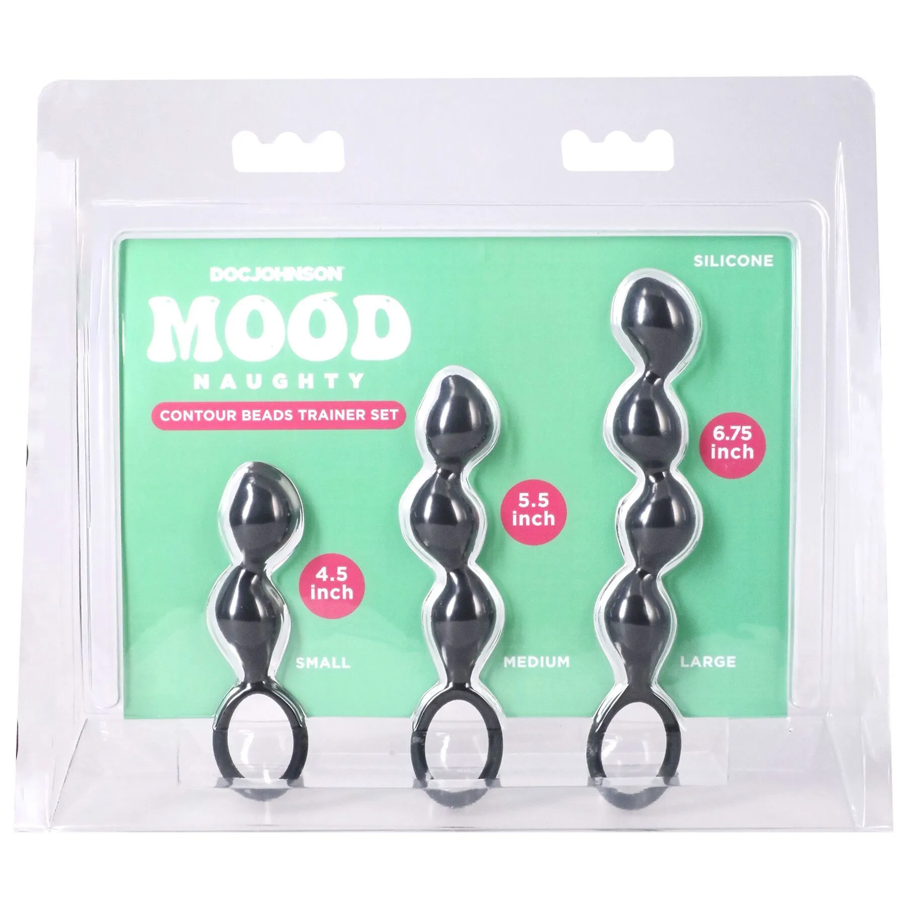 Doc Johnson Mood Naughty Contour Beads Trainer Set, чорний — фото 5